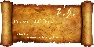 Pecker Jákob névjegykártya